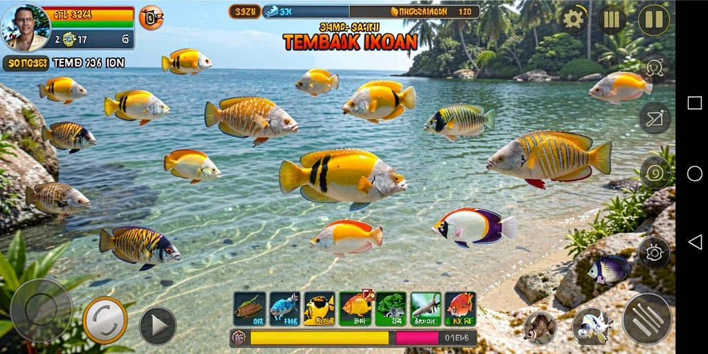 Gameplay seru 33ZK dengan beragam ikan untuk ditangkap.