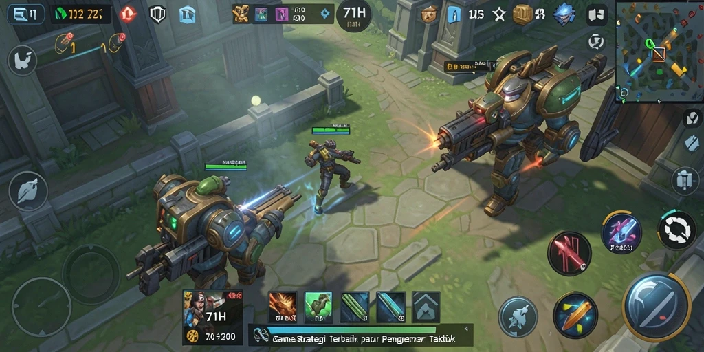 Screenshot gameplay 71H yang menunjukkan aksi pertempuran strategi.