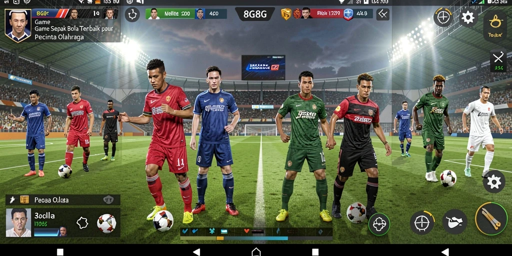 Screenshot gameplay 8G8G menampilkan aksi pertandingan sepak bola yang menarik.