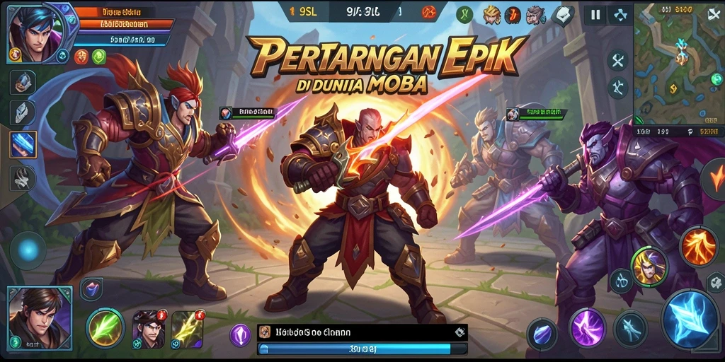 Screenshot gameplay intens di 9SL menampilkan pertarungan tim yang mendebarkan.