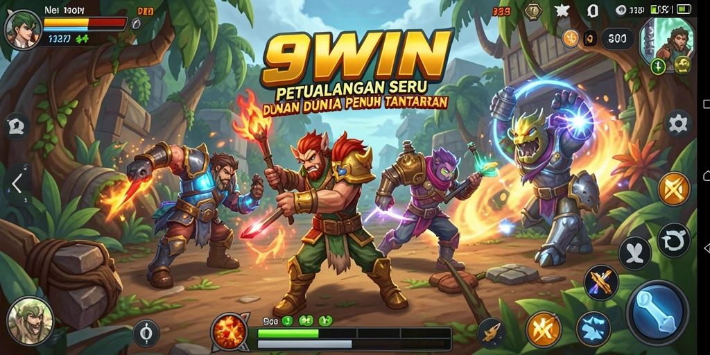Screenshot gameplay 9WIN menampilkan aksi seru di dunia petualangan.