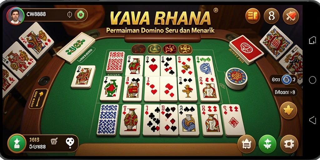 Screenshot CW8888 menunjukkan momen seru dalam gameplay Domino.