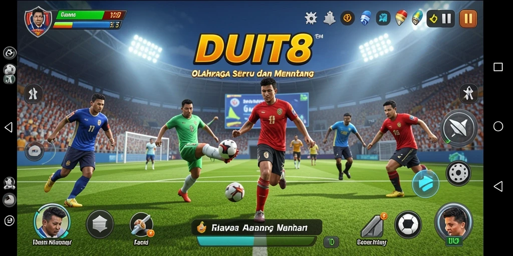 Screenshot gameplay DUIT8 menampilkan serunya pertandingan olahraga.
