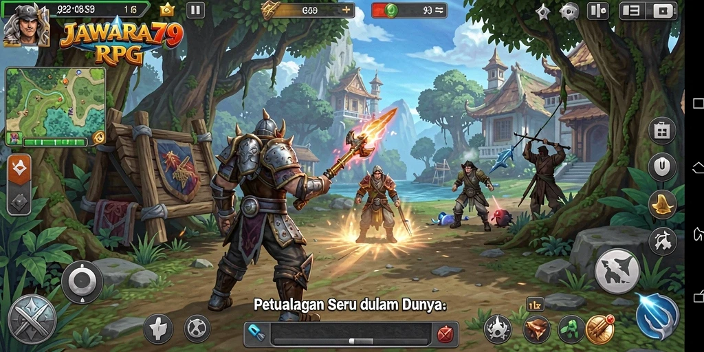 Tampilan gameplay JAWARA79 yang epik dan penuh aksi.