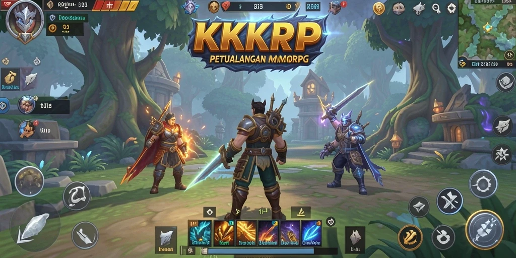 Tangkapan layar utama KKRP menampilkan aksi pertempuran seru di dunia MMORPG.