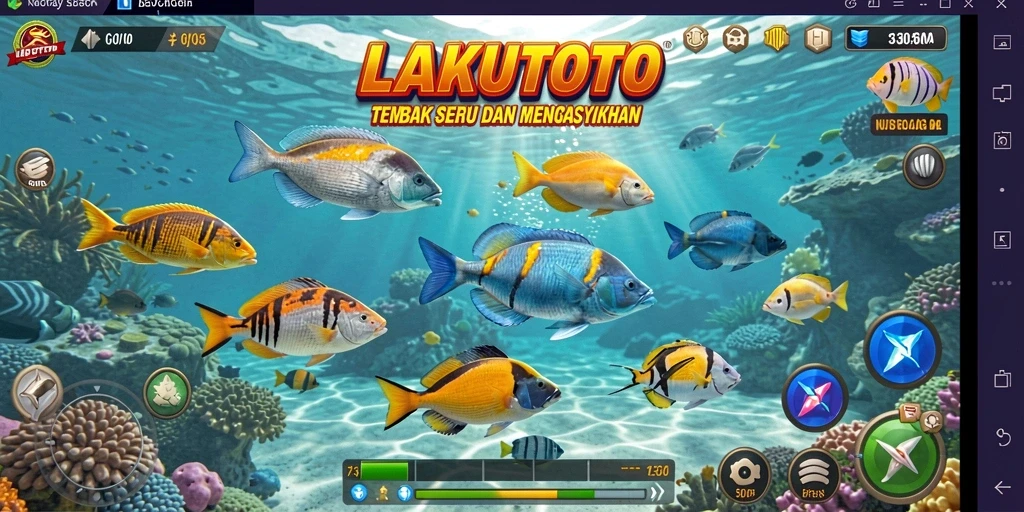 Tampilan gameplay seru dari LAKUTOTO dengan ikan beragam.