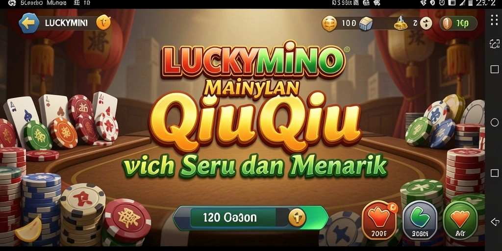 Tampilan gameplay seru dalam LUCKYMINO dengan fitur QiuQiu yang menarik.