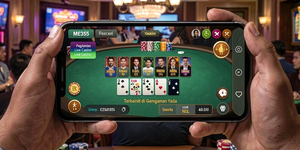 Tampilan gameplay Live Casino di ME355 dengan dealer langsung yang profesional.