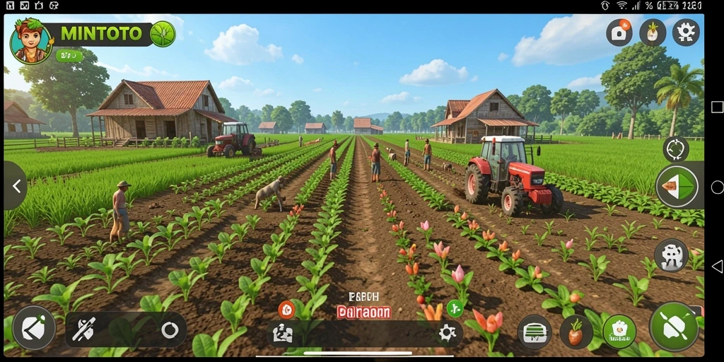 Tampilan gameplay MINTOTO dengan aktivitas pertanian yang menyenangkan.