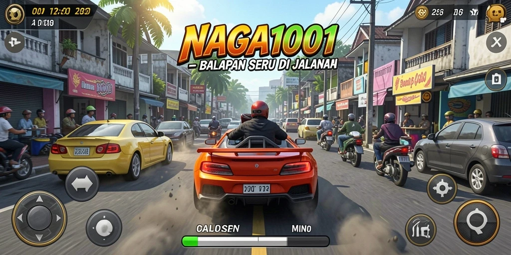 Tampilan seru dari gameplay NAGA1001 dengan balapan yang mendebarkan.