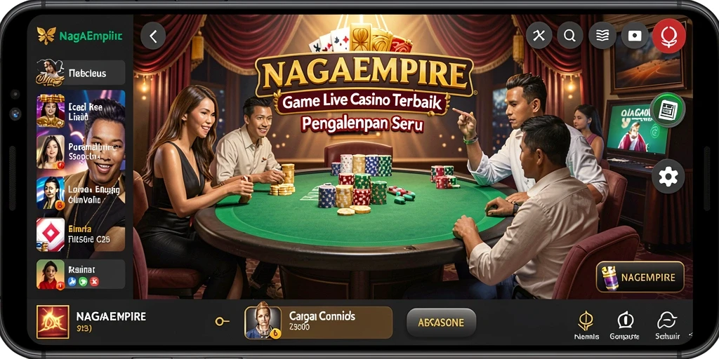 Tampilan gameplay mengasyikkan dalam NAGAEMPIRE dengan dealer langsung.