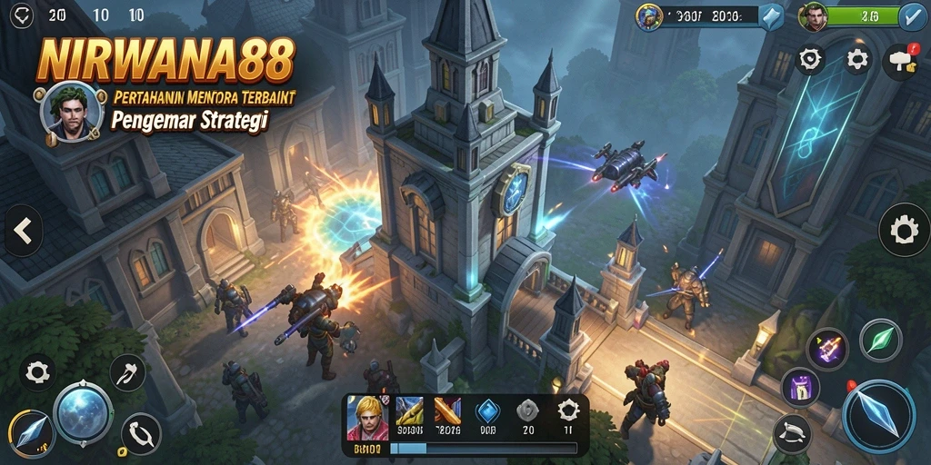 Gameplay aksi Tower Defense mendebarkan di NIRWANA88.