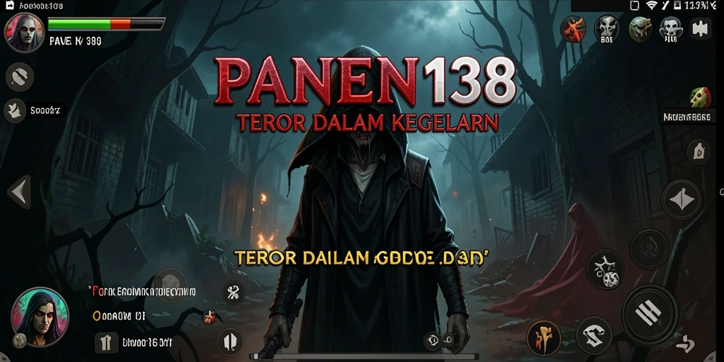 Tangkapan layar gameplay PANEN138 menampilkan suasana menegangkan dan elemen horor.