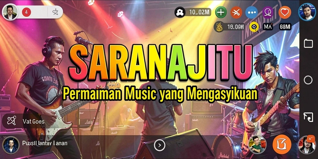 Tampilan gameplay SARANAJITU yang menampilkan pengalaman bermain musik seru.