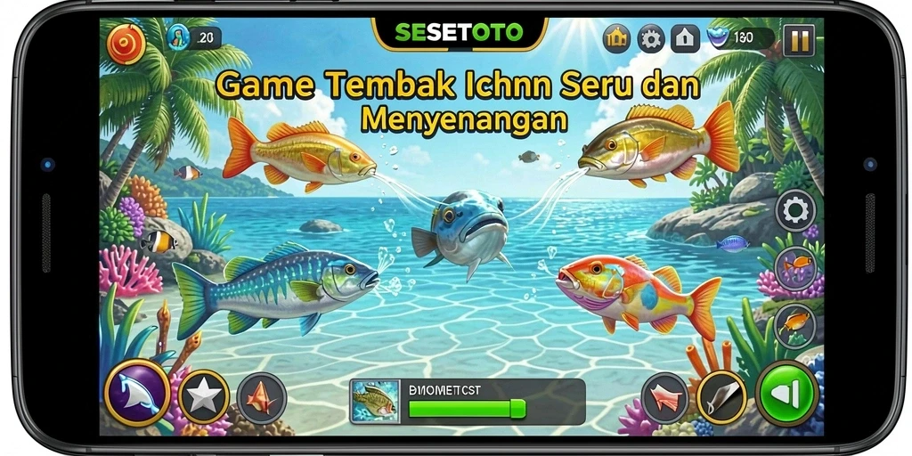 Tampilan gameplay SESETOTO yang menampilkan keseruan menembak ikan.