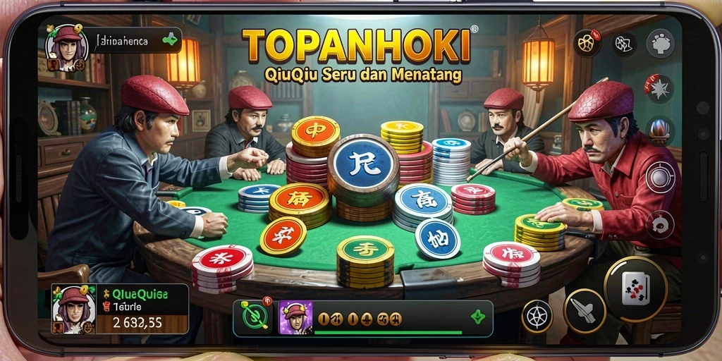 Screenshot utama TOPANHOKI yang menunjukkan keseruan gameplay QiuQiu.
