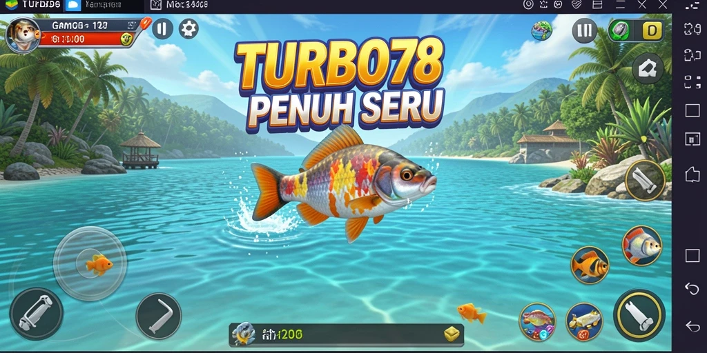 Tampilan gameplay TURBO78 yang seru dengan aksi memancing menegangkan.